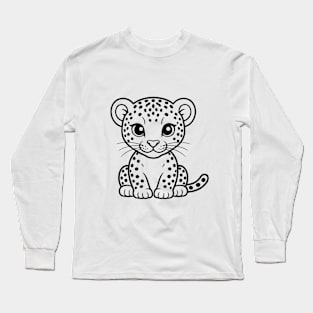 Cute Baby Leopard Animal Outline Long Sleeve T-Shirt